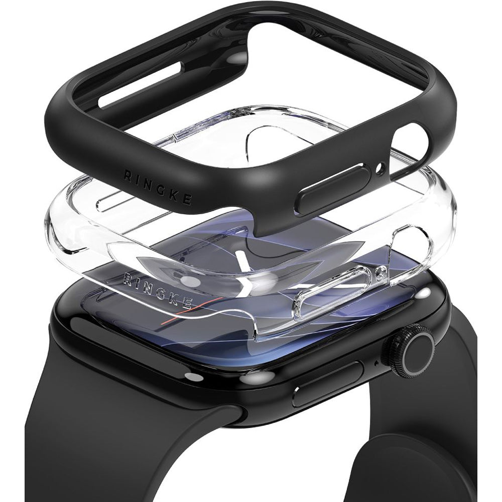Hülle für Apple Watch Series 12 42mm, Ringke Slim, 2 Stück, Transparent, Mattes Schwarz (1/6)
