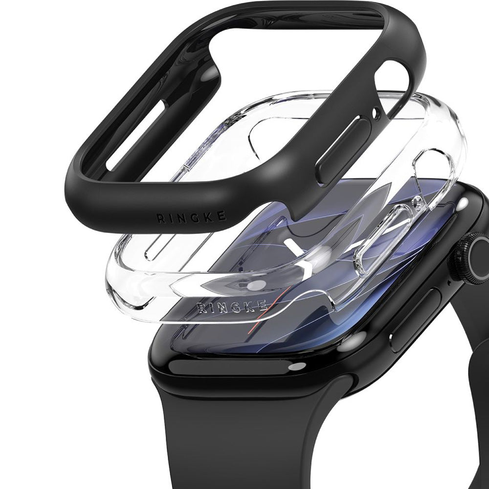 Hülle für Apple Watch Series 12 42mm, Ringke Slim, 2 Stück, Transparent, Mattes Schwarz (2/6)