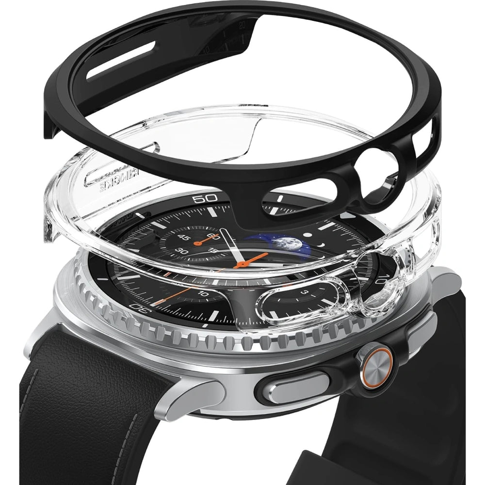 Schutzhülle Ringke Slim 2-pack für Galaxy Watch 8 Classic 46mm, Transparent und Schwarz