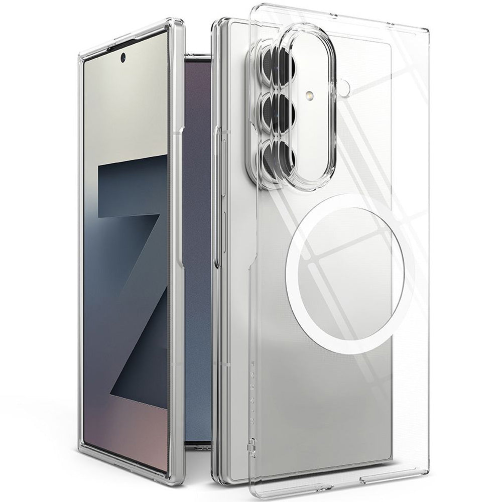 Handyhülle für Galaxy Z Fold7, Ringke Slim Magnetic mit MagSafe, Transparent und Weiß