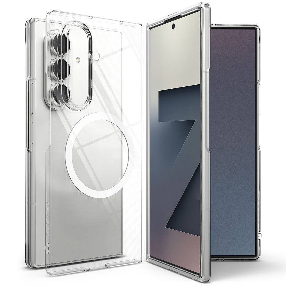 Handyhülle für Galaxy Z Fold7, Ringke Slim Magnetic mit MagSafe, Transparent und Weiß