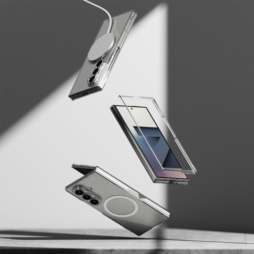 Handyhülle für Galaxy Z Fold7, Ringke Slim Magnetic mit MagSafe, Transparent und Weiß