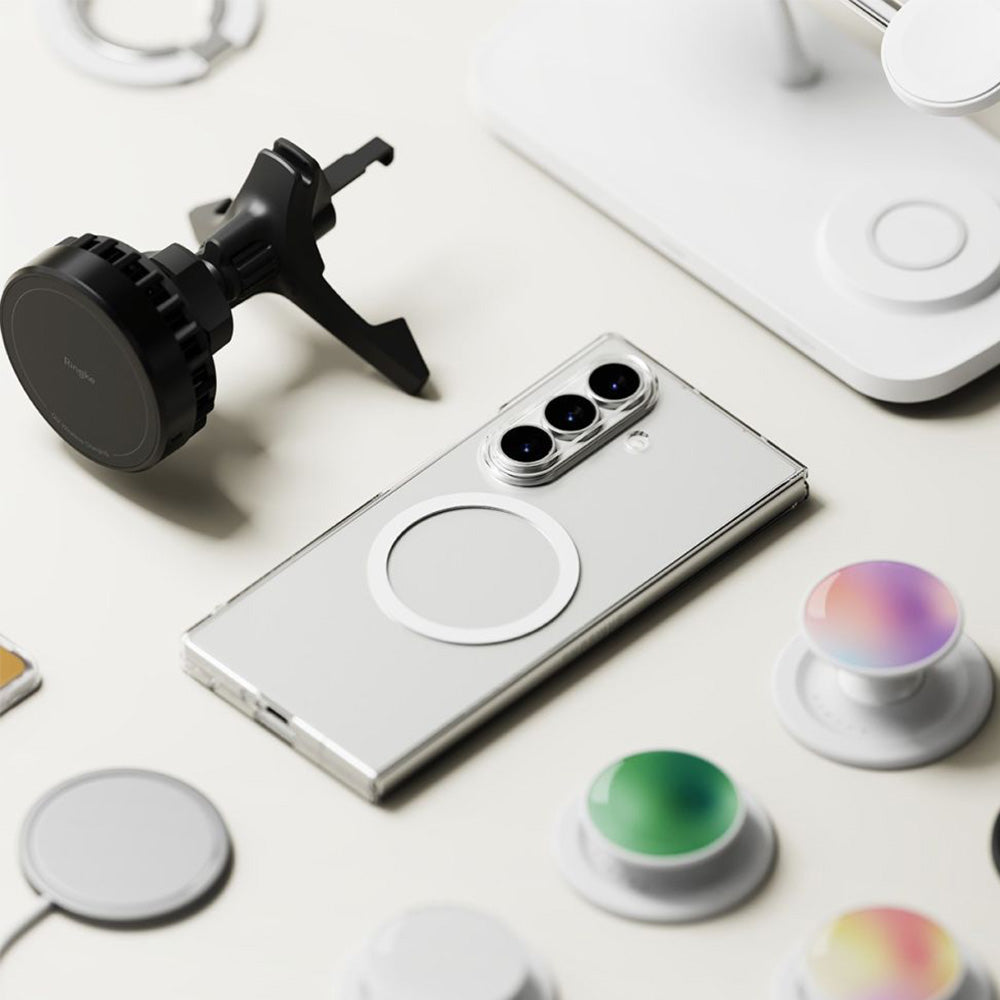 Handyhülle für Galaxy Z Fold7, Ringke Slim Magnetic mit MagSafe, Transparent und Weiß