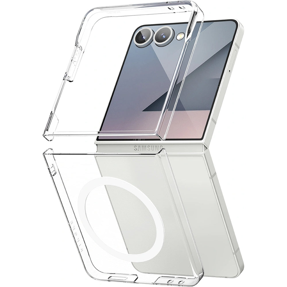 Handyhülle für Galaxy Z Flip7, Ringke Slim Hinge Magnetic mit MagSafe, Transparent und Weiß