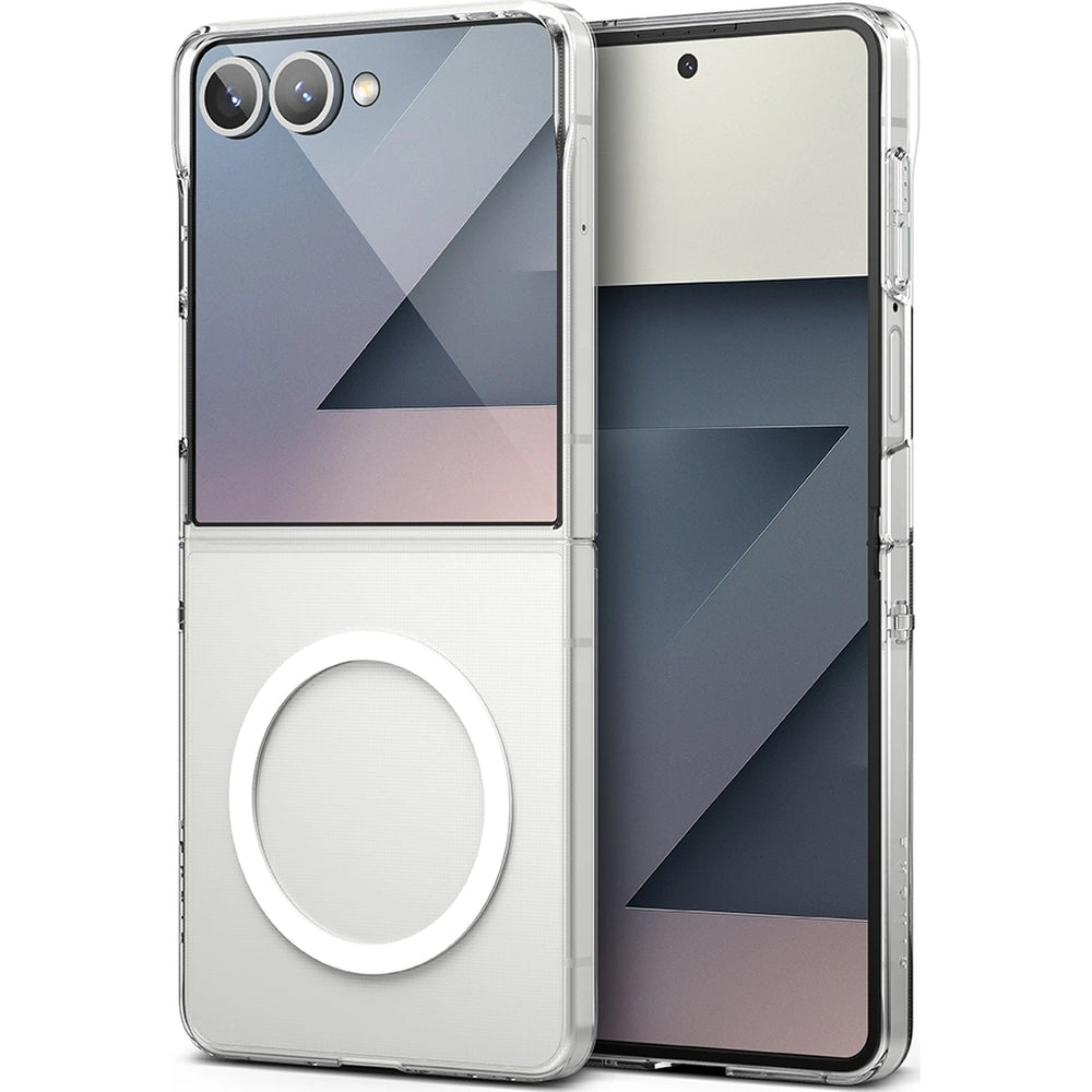 Handyhülle für Galaxy Z Flip7, Ringke Slim Hinge Magnetic mit MagSafe, Transparent und Weiß
