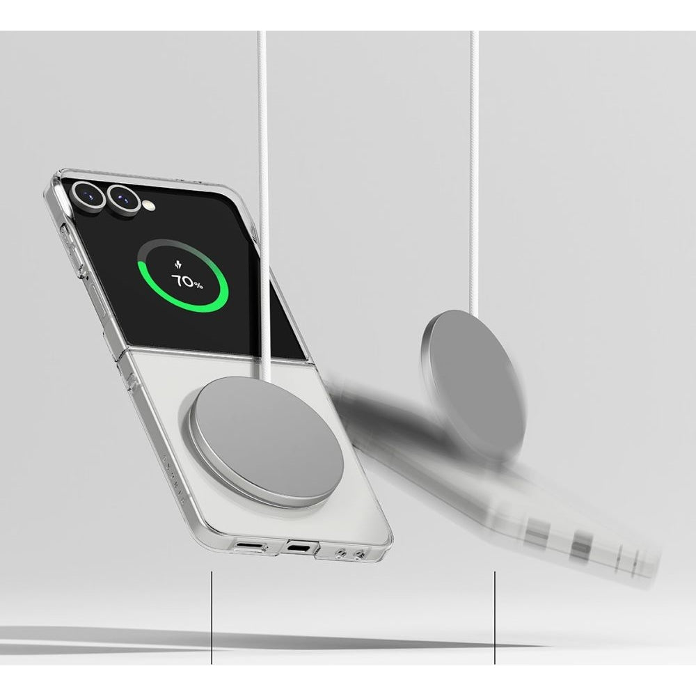 Handyhülle für Galaxy Z Flip7, Ringke Slim Hinge Magnetic mit MagSafe, Transparent und Weiß