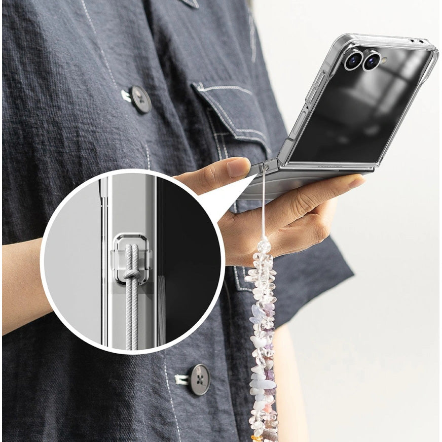 Handyhülle für Galaxy Z Flip7, Ringke Slim Hinge Magnetic mit MagSafe, Transparent und Weiß