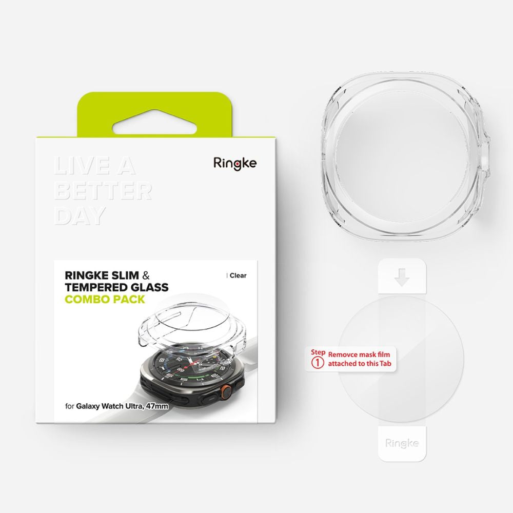 Schutzhülle + Glas für Galaxy Watch Ultra 2 / 1, Ringke Slim & Tempered Glass, Transparent