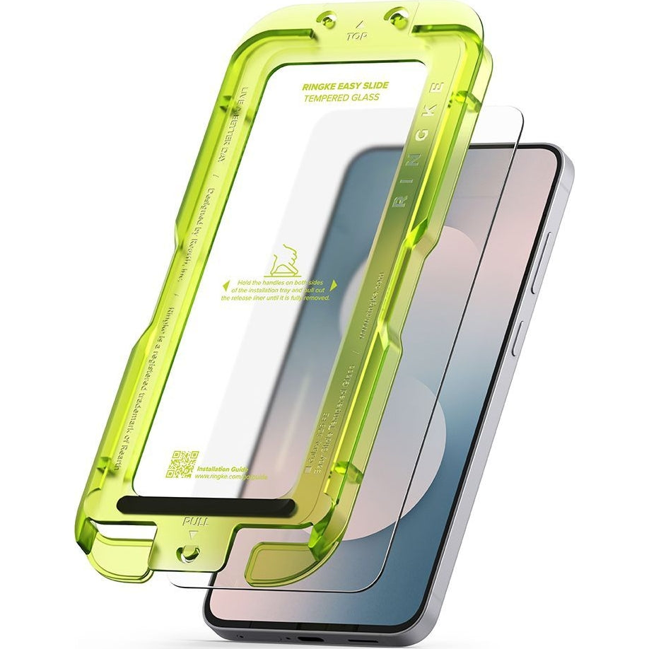 Gehärtetes Bildschirmglas mit Applikator für Samsung Galaxy S25 FE, Ringke Easy Slide, 2 Stück