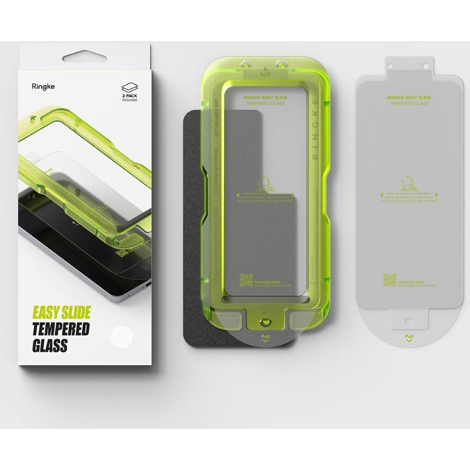 Gehärtetes Bildschirmglas mit Applikator für Samsung Galaxy S25 FE, Ringke Easy Slide, 2 Stück