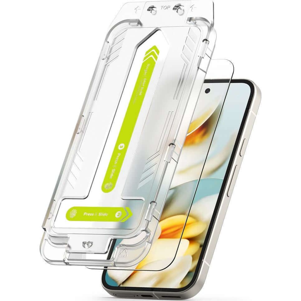 Gehärtetes Bildschirmglas mit Applikator für Google Pixel 9A, Ringke Easy Slide, Transparent, 2 Stück
