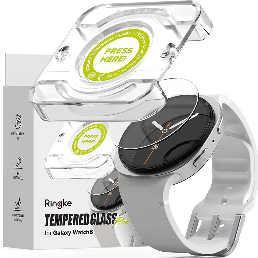 Gehärtetes Glas für Galaxy Watch 8 40 mm, Ringke Tempered Glass Pro, mit Applikator, 2 Stück