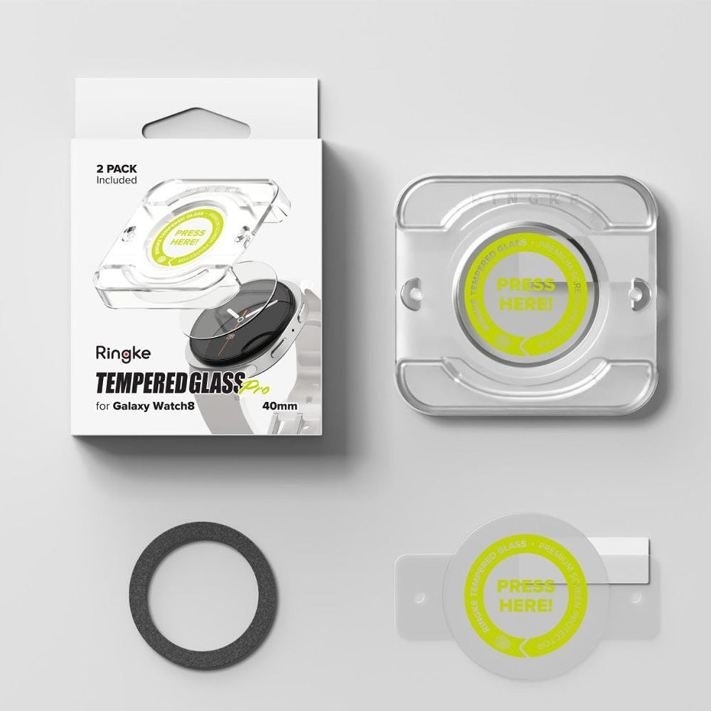 Gehärtetes Glas für Galaxy Watch 8 40 mm, Ringke Tempered Glass Pro, mit Applikator, 2 Stück