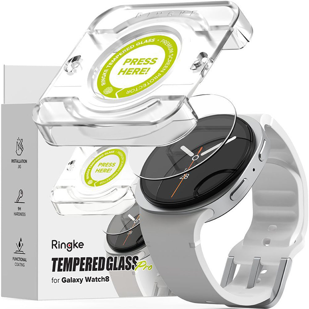 Gehärtetes Glas für Galaxy Watch 8 44 mm, Ringke Tempered Glass Pro, mit Applikator, 2 Stück