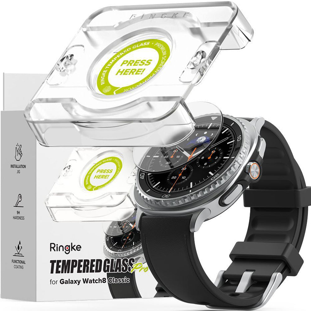 Gehärtetes Glas für Galaxy Watch 8 Classic 46 mm, Ringke Tempered Glass Pro, mit Applikator, 2 Stück