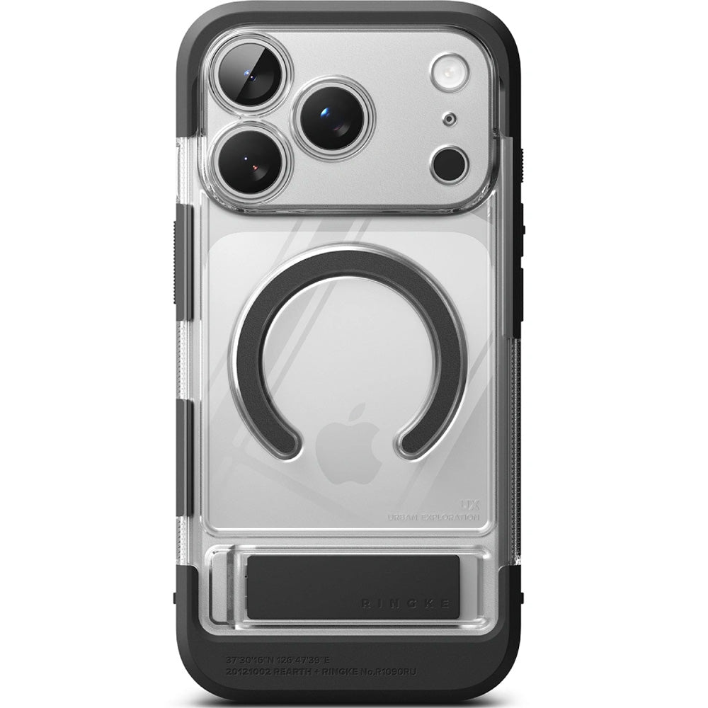 Handyhülle mit Ständer für iPhone 18 Pro / 17 Pro, Ringke UX Magnetic mit MagSafe, Transparent-Schwarz (9/9)