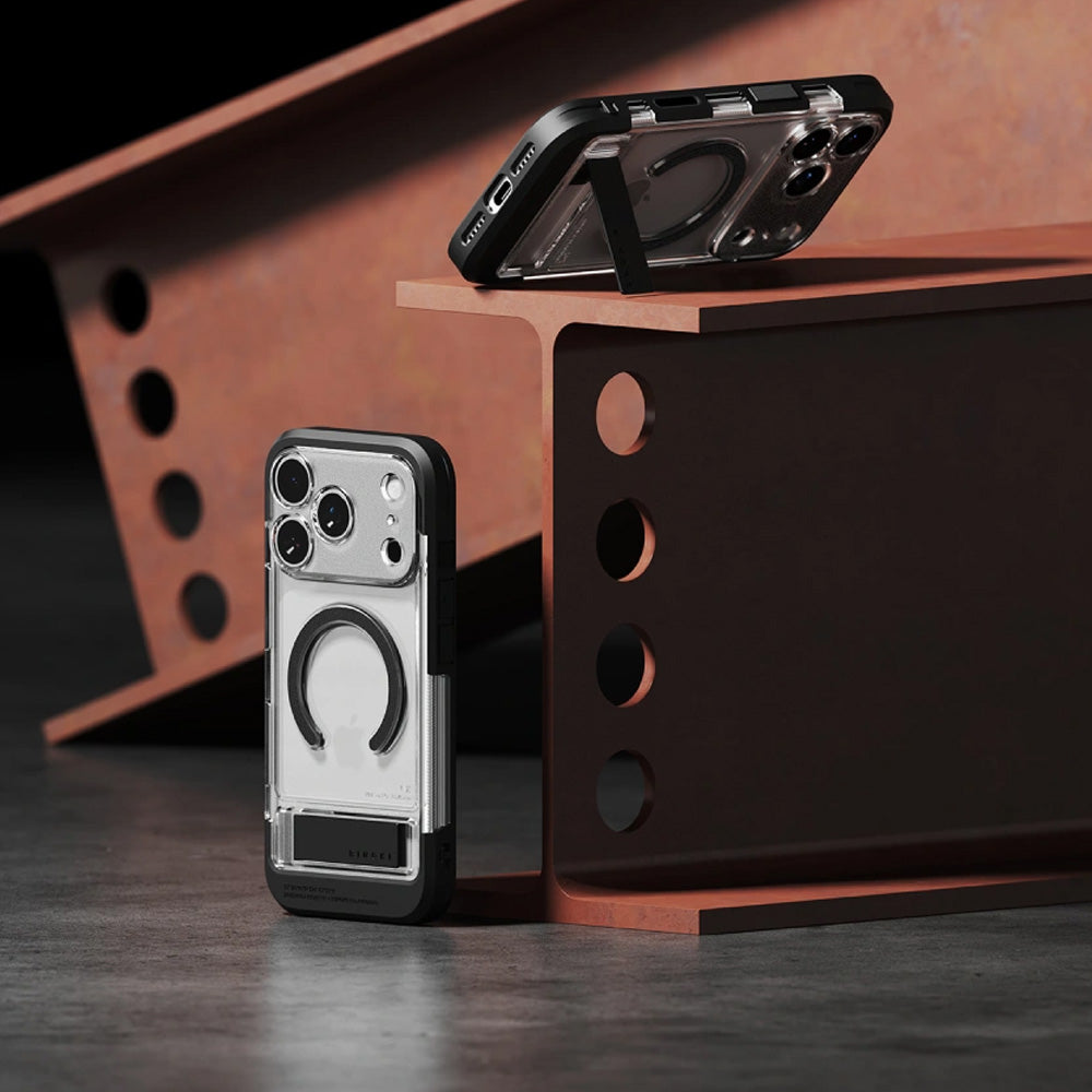 Handyhülle mit Ständer für iPhone 18 Pro Max / 17 Pro Max, Ringke UX Magnetic mit MagSafe, Transparent-Schwarz (4/9)