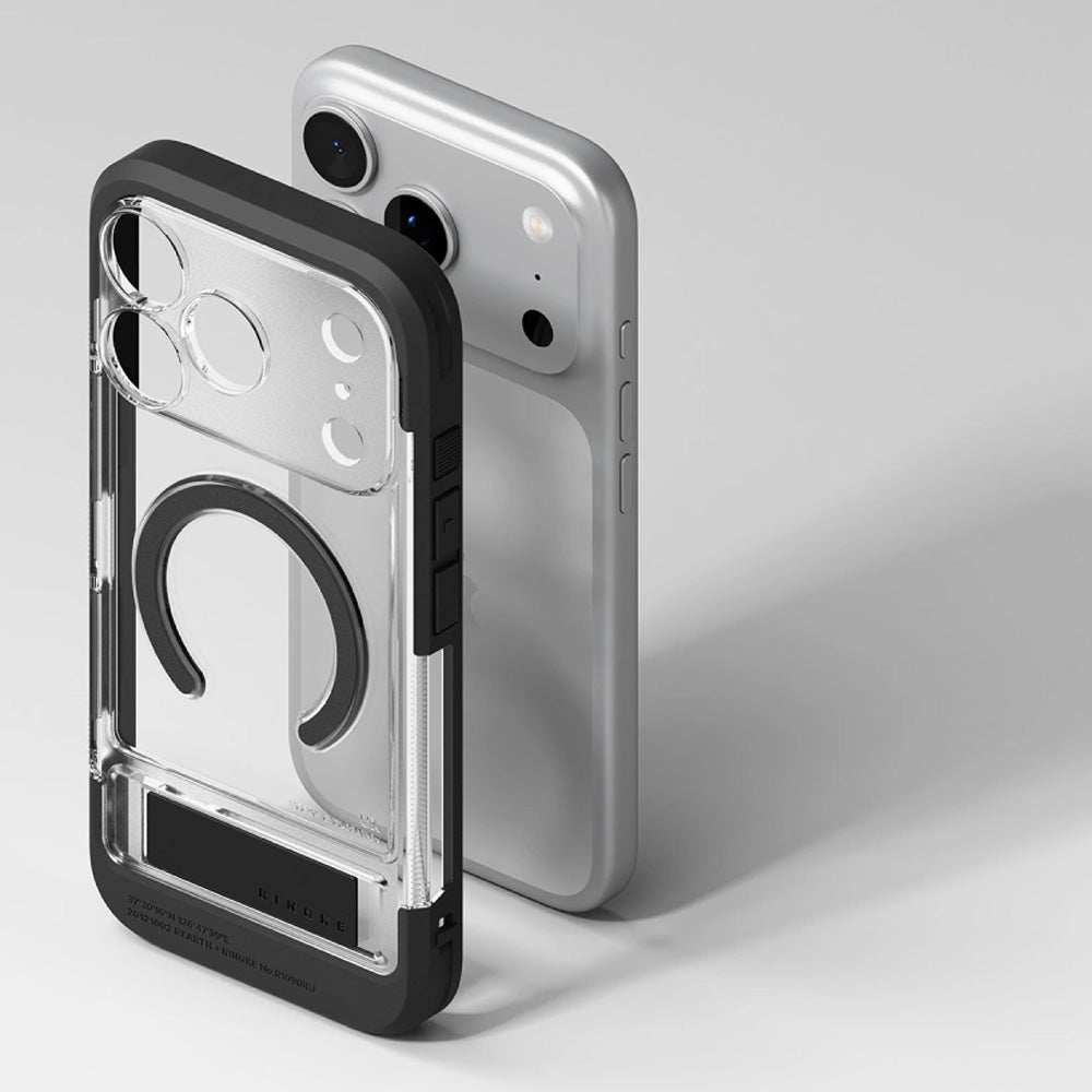 Handyhülle mit Ständer für iPhone 18 Pro Max / 17 Pro Max, Ringke UX Magnetic mit MagSafe, Transparent-Schwarz (8/9)