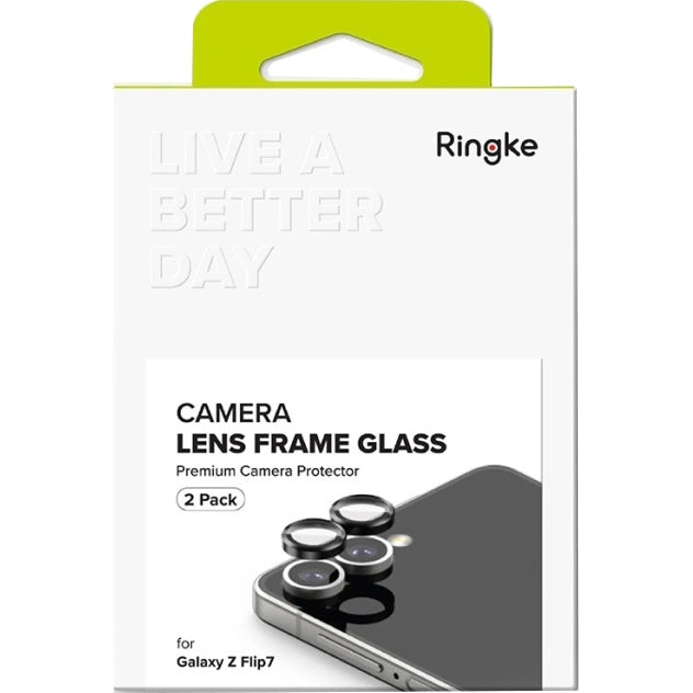 Kameraschutz für Samsung Galaxy Z Flip7, Ringke Camera Lens Frame Glass, 2-Pack, Schwarz