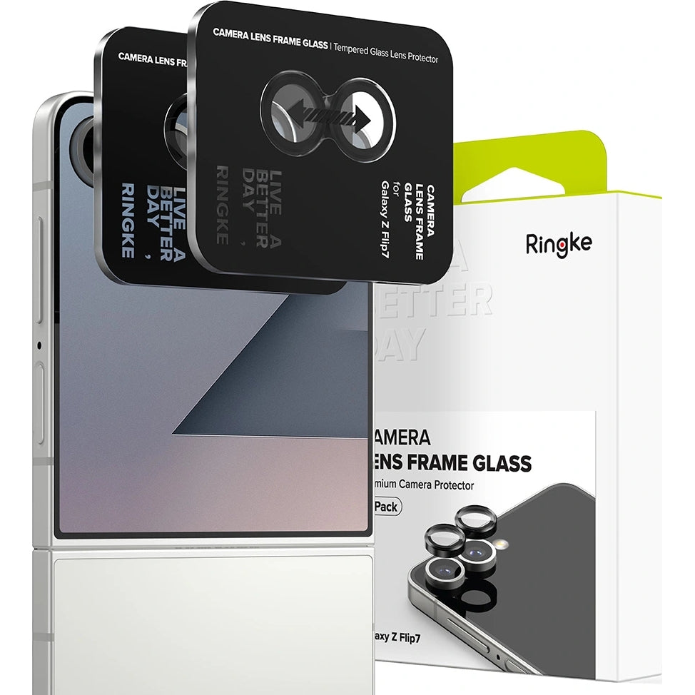 Kameraschutz für Samsung Galaxy Z Flip7, Ringke Camera Lens Frame Glass, 2-Pack, Schwarz