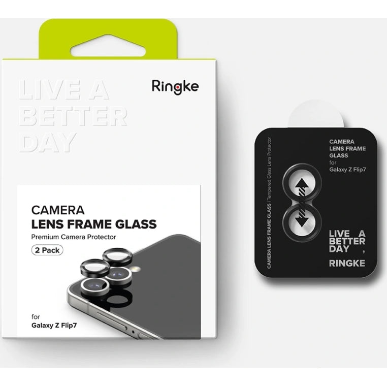 Kameraschutz für Samsung Galaxy Z Flip7, Ringke Camera Lens Frame Glass, 2-Pack, Schwarz