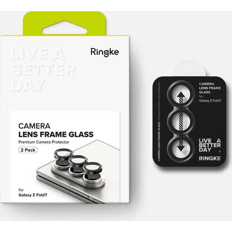 Kameraschutz für Samsung Galaxy Z Fold7, Ringke Camera Lens Frame Glass, 2-Pack, Schwarz