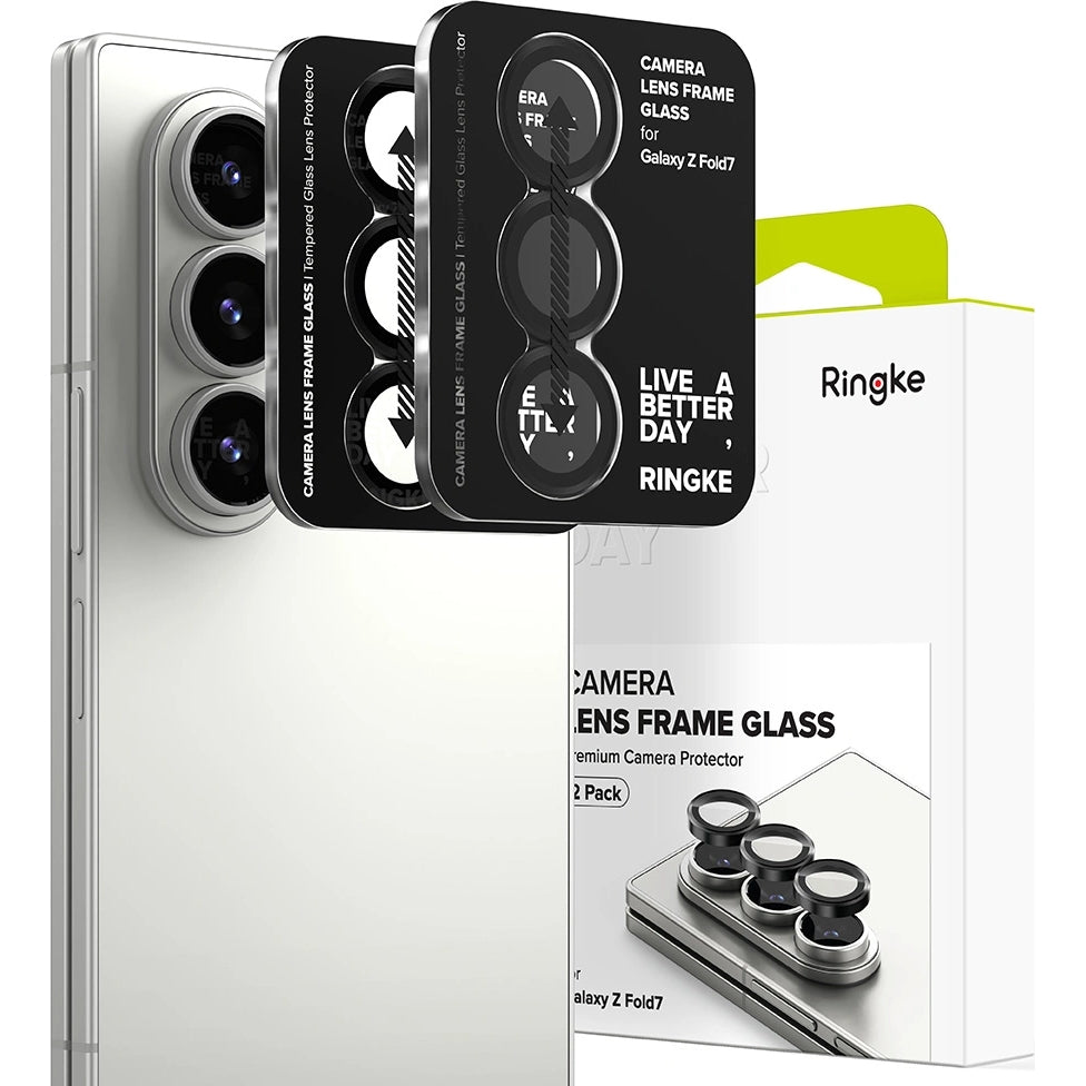 Kameraschutz für Samsung Galaxy Z Fold7, Ringke Camera Lens Frame Glass, 2-Pack, Schwarz