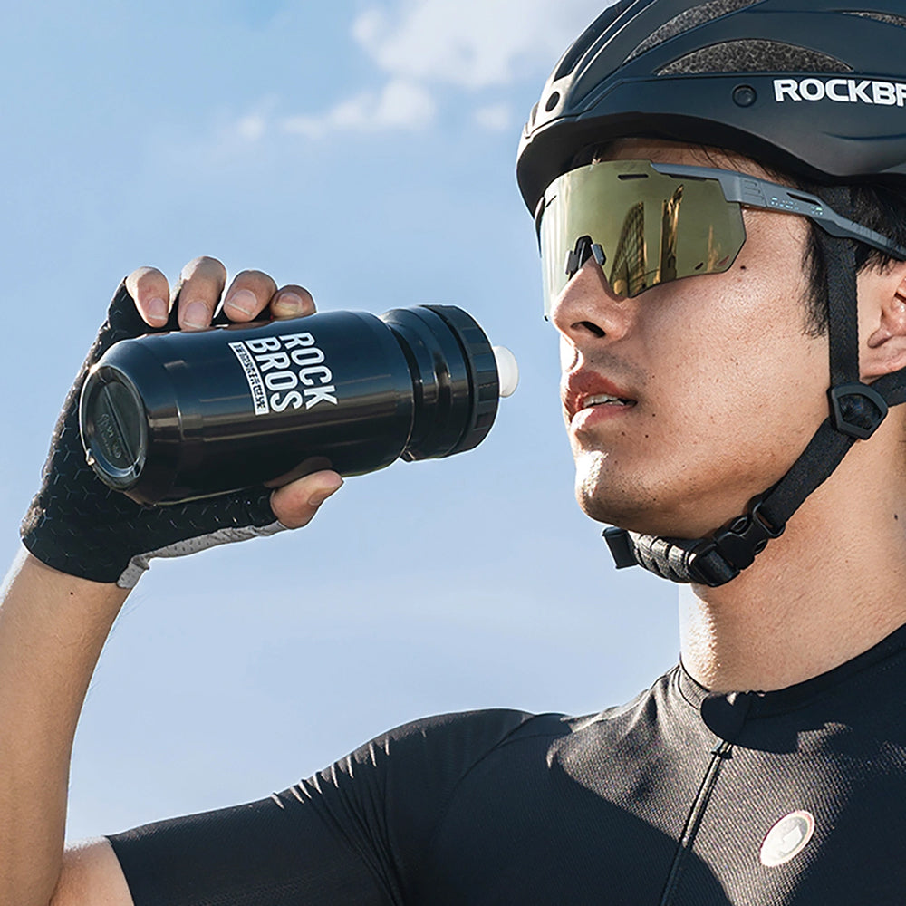 Fahrrad Trinkflasche 600 ml, Rockbros, mit weichem Mundstück und Staubschutzkappe, Schwarz