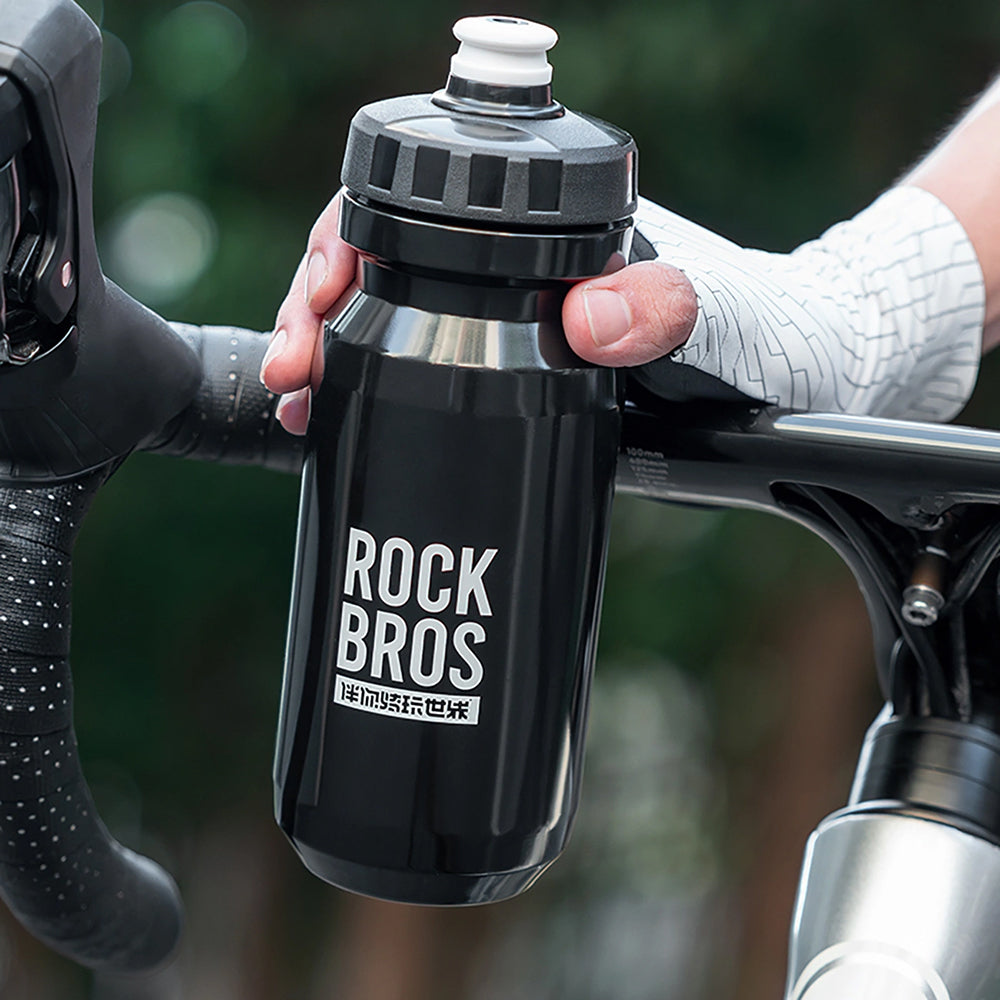Fahrrad Trinkflasche 600 ml, Rockbros, mit weichem Mundstück und Staubschutzkappe, Schwarz