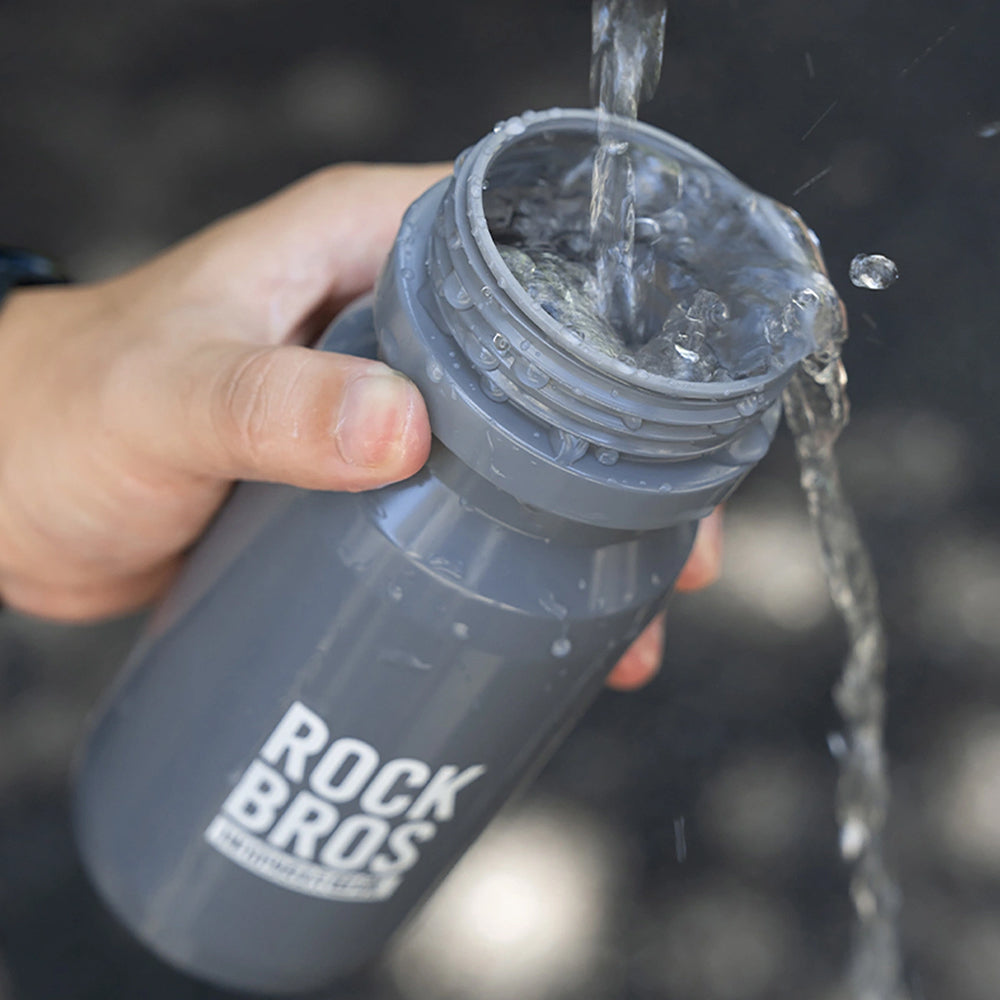 Fahrrad Trinkflasche 600 ml, Rockbros, mit weichem Mundstück und Staubschutzkappe, Grau