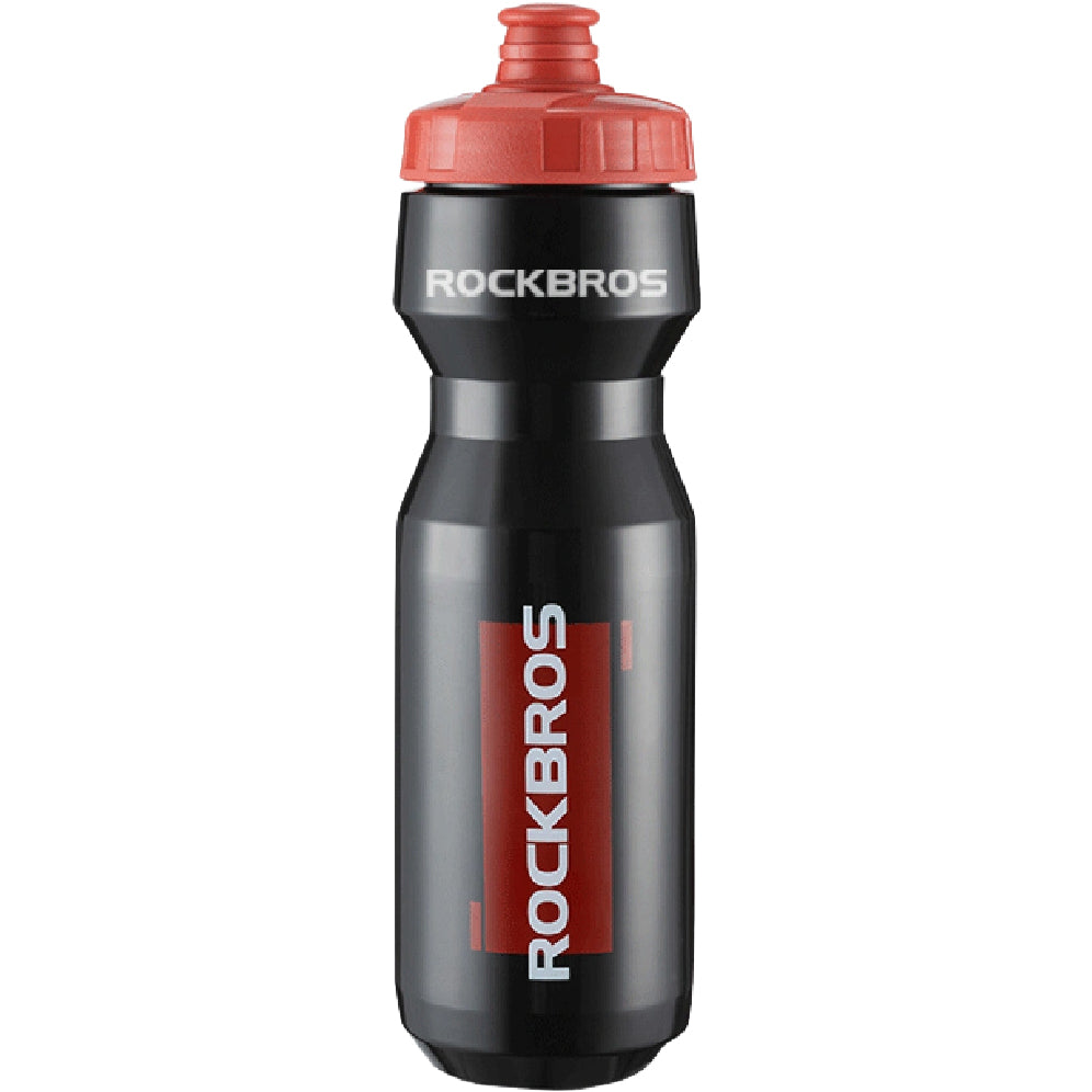 Fahrrad Trinkflasche 750 ml, Rockbros, mit Squeeze-Silikonmundstück, Transparent-Schwarz mit rotem Mundstück