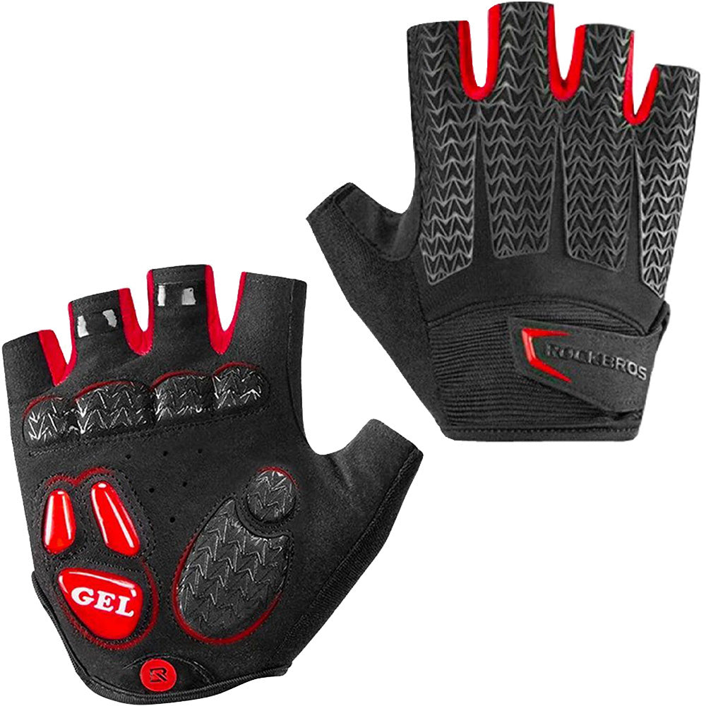 Fahrradhandschuhe mit Gel-Polstern, Rockbros S169BR, Größe M, Schwarz-Rot