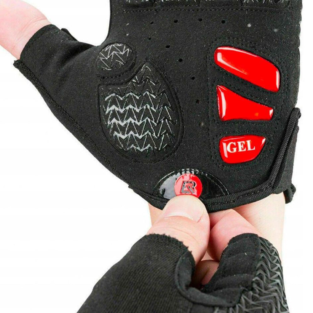 Fahrradhandschuhe mit Gel-Polstern, Rockbros S169BR, Größe M, Schwarz-Rot