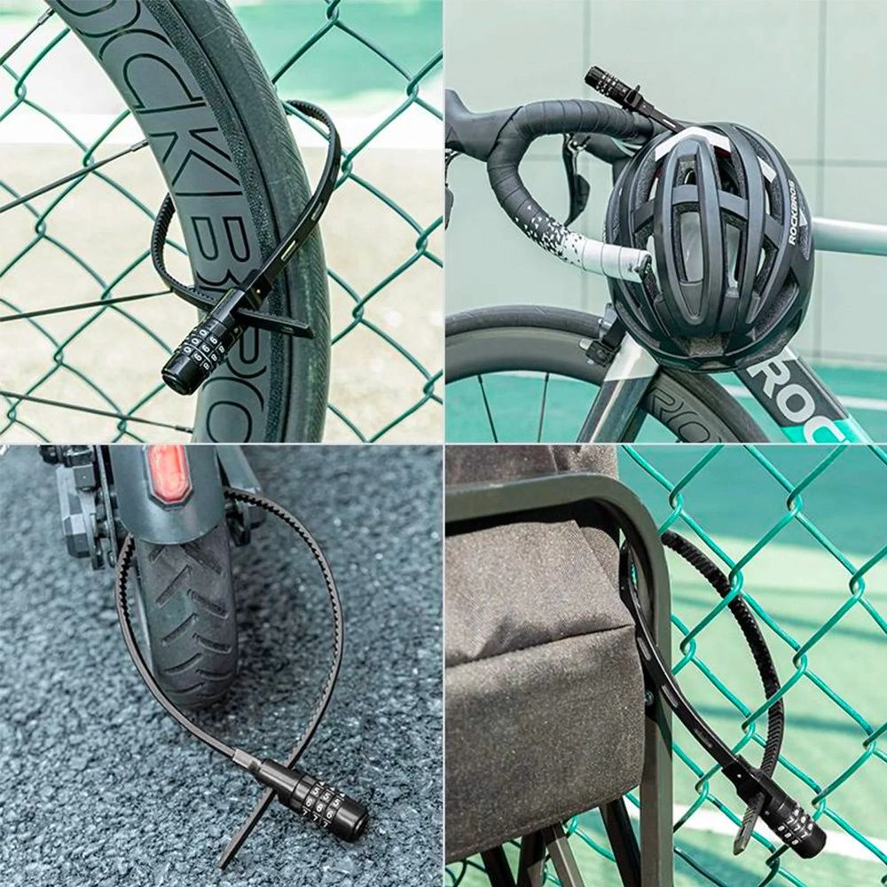 Rockbros Fahrradschloss 3240001001 mit 0,5m Kombination, Schwarz