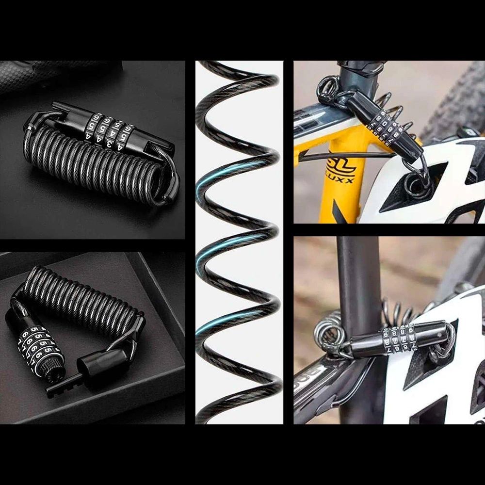 fahrradschloss mtb Rockbros T609 Kombi-Fahrradschloss 1,5m, Schwarz