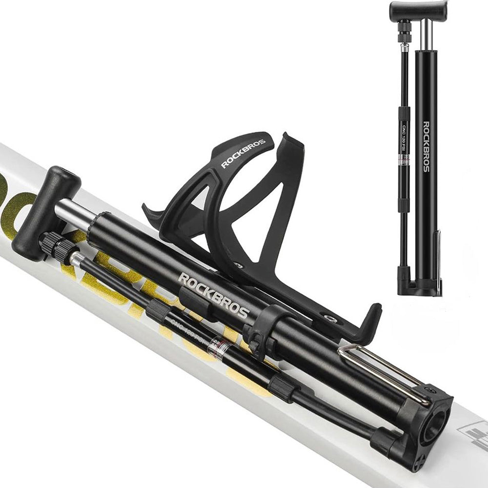 fahrradpumpe mit verschiedenen aufsätzen Fahrradpumpe, Standpumpe, Rockbros Mini Bike Pump, Schwarz
