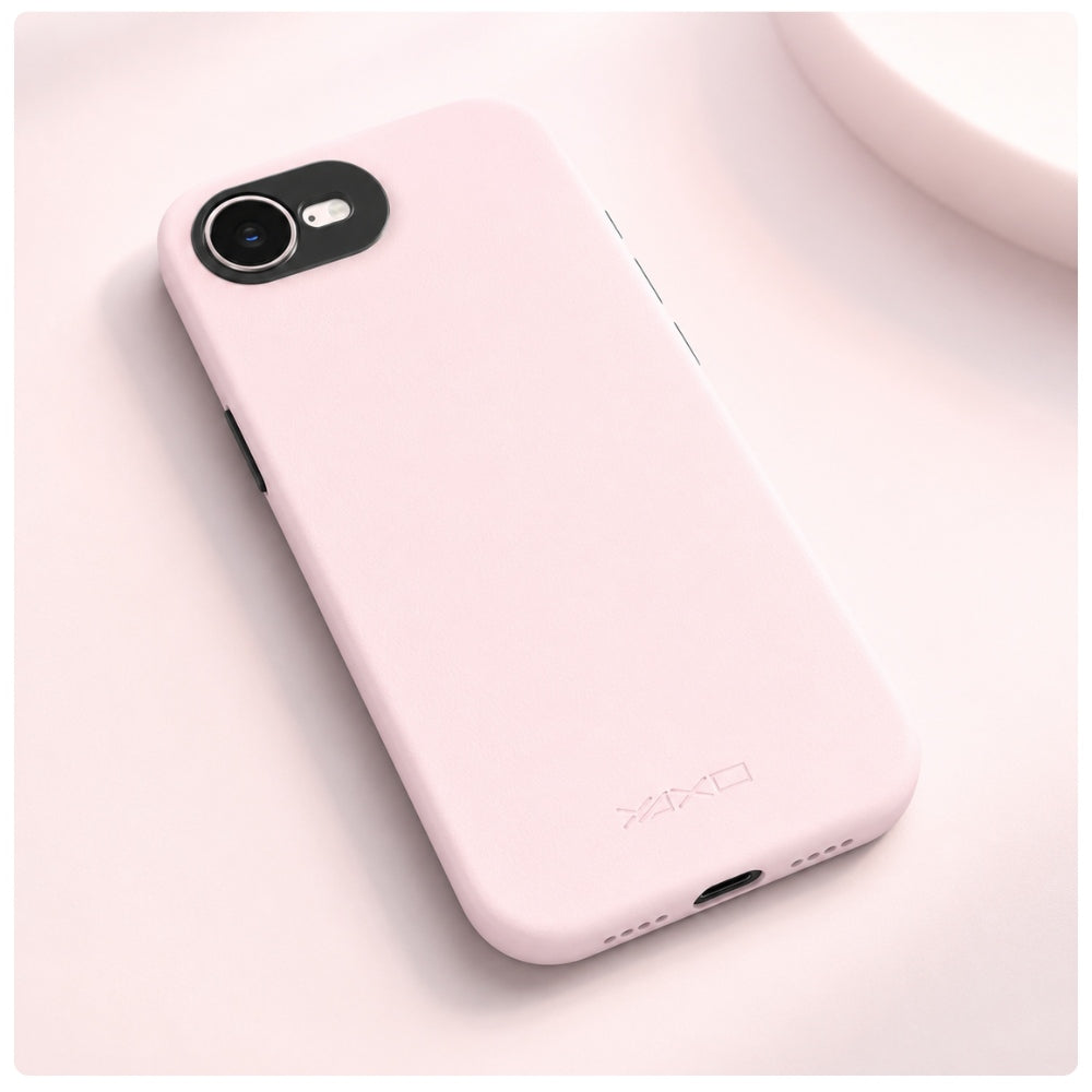 Handyhülle YAXO Leather Gear Slim Case MagSafe für iPhone 17e, rosa (8/13)