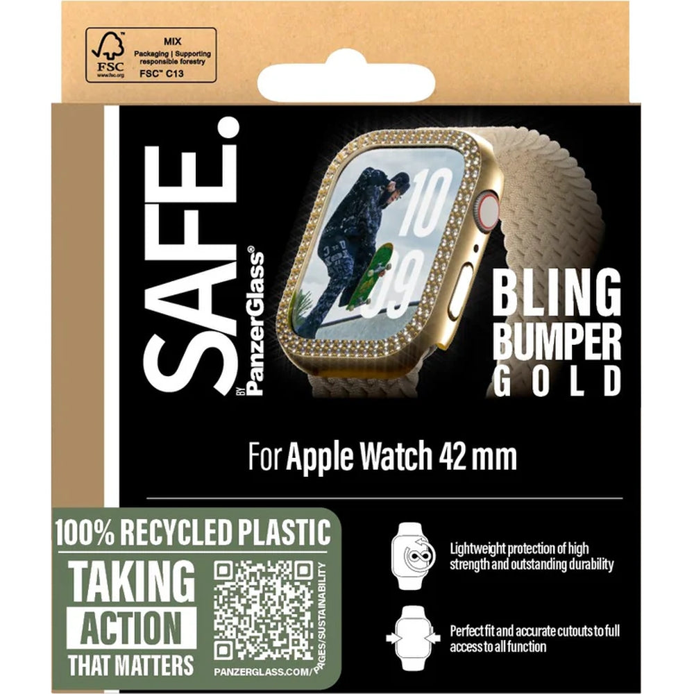 Hülle für Apple Watch 11 / 10 (42 mm), SAFE by PanzerGlass Bling, Golden