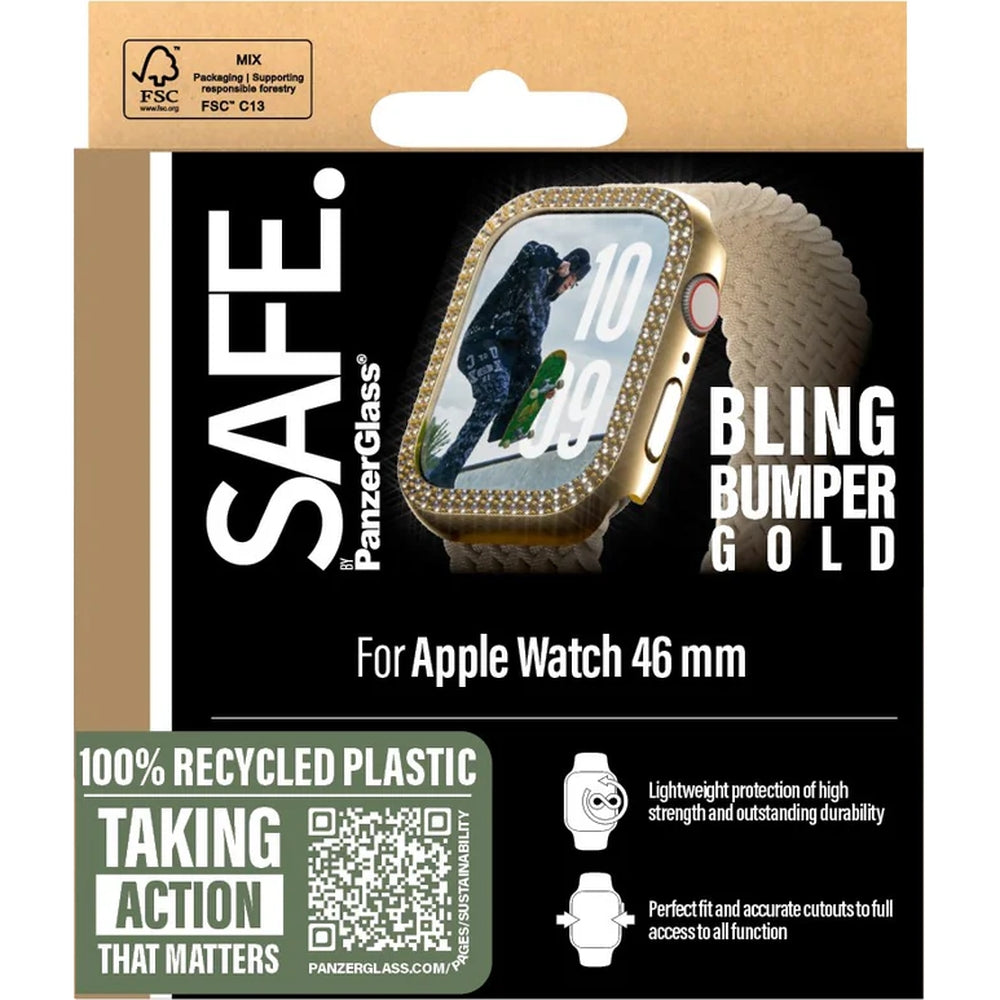Hülle für Apple Watch 11 / 10 (46 mm), SAFE by PanzerGlass Bling, Golden
