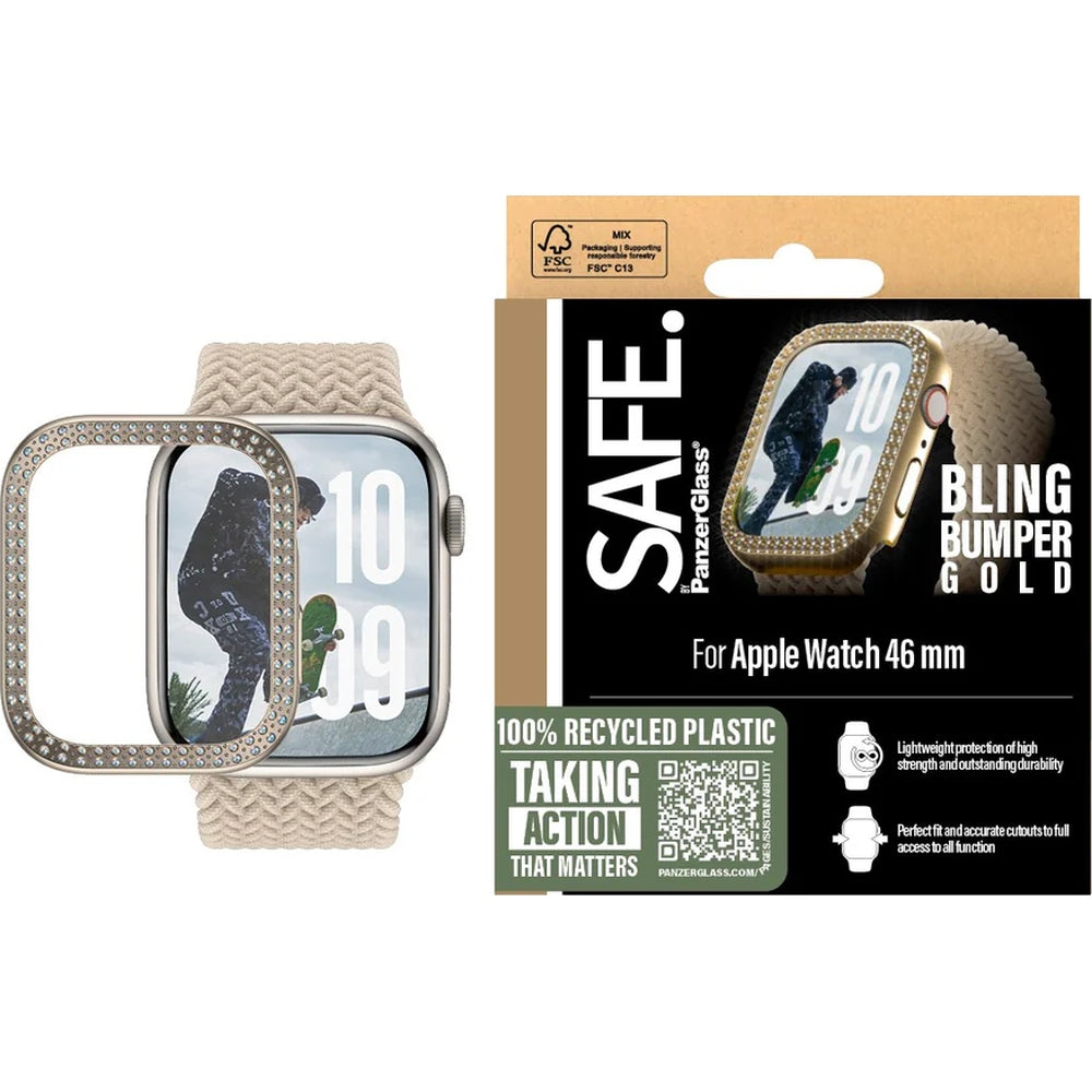 Hülle für Apple Watch 11 / 10 (46 mm), SAFE by PanzerGlass Bling, Golden