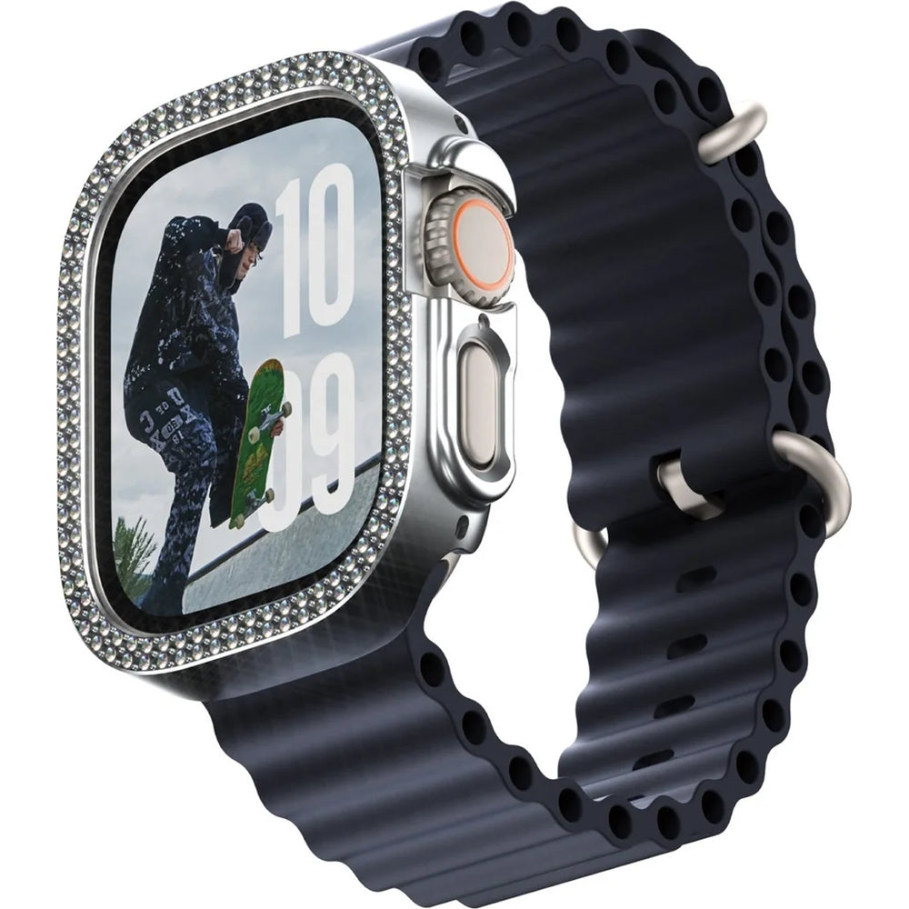 Hülle für Apple Watch Ultra 4/3/2/1 49 mm, SAFE by PanzerGlass Bling, Silbern