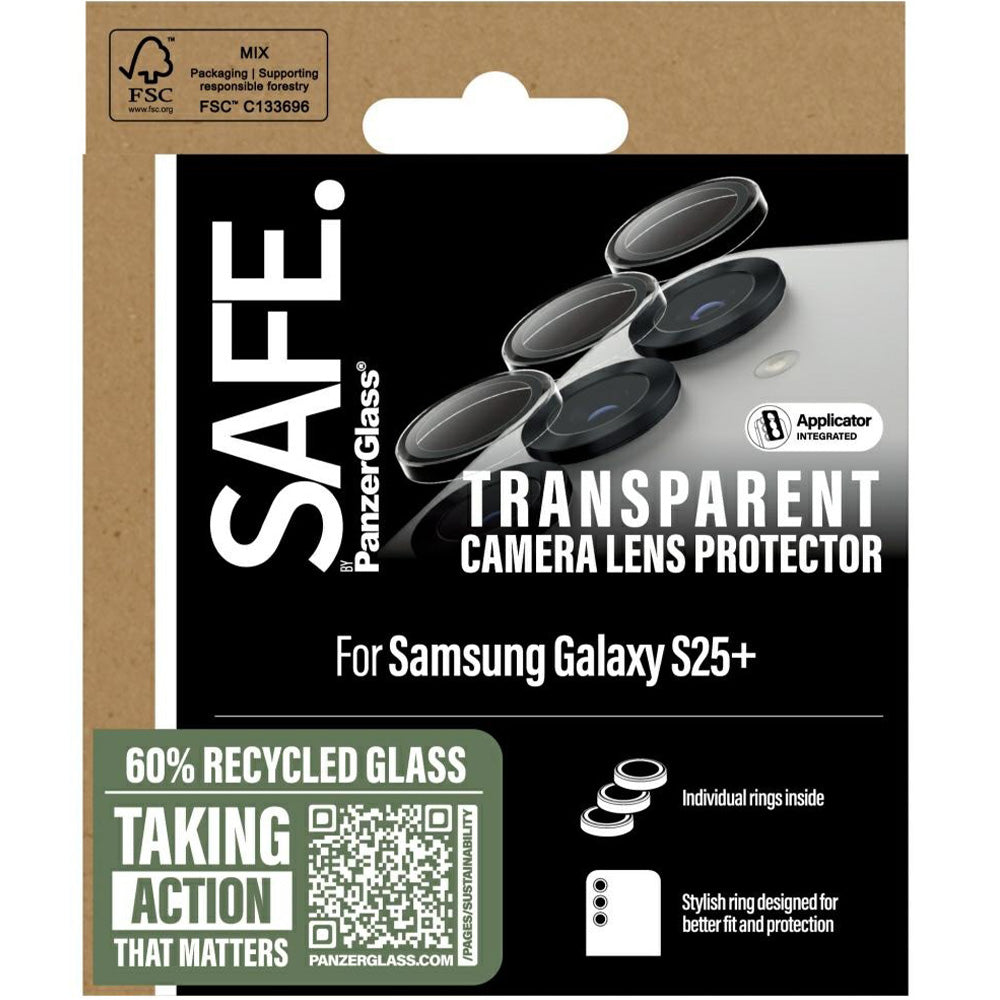 Gehärtetes Glas für Galaxy S25 Plus, Safe by PanzerGlass Camera Lens Protector, Transparent
