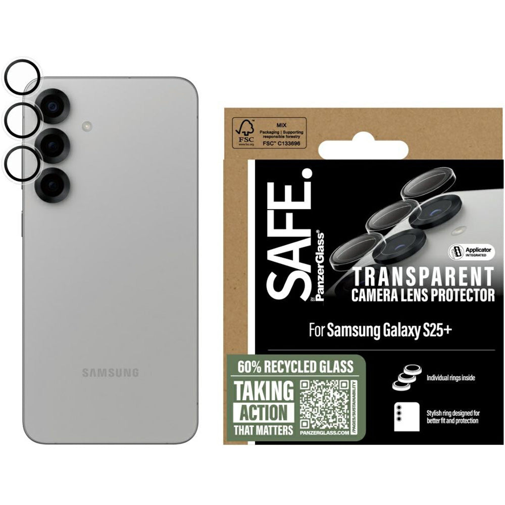 Gehärtetes Glas für Galaxy S25 Plus, Safe by PanzerGlass Camera Lens Protector, Transparent