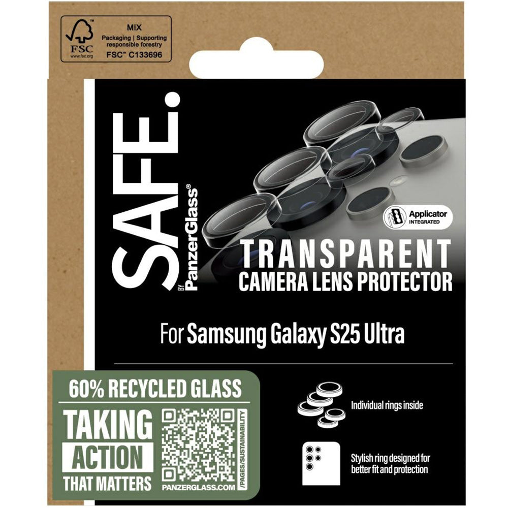 Gehärtetes Glas für Galaxy S25 Ultra, Safe by PanzerGlass Camera Lens Protector, Transparent