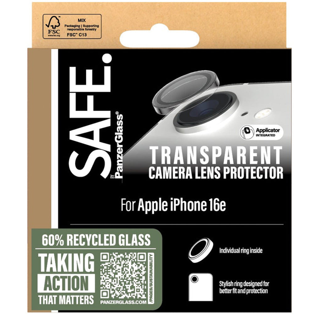 Gehärtetes Glas für iPhone 16e, Safe by PanzerGlass Camera Lens Protector, Transparent
