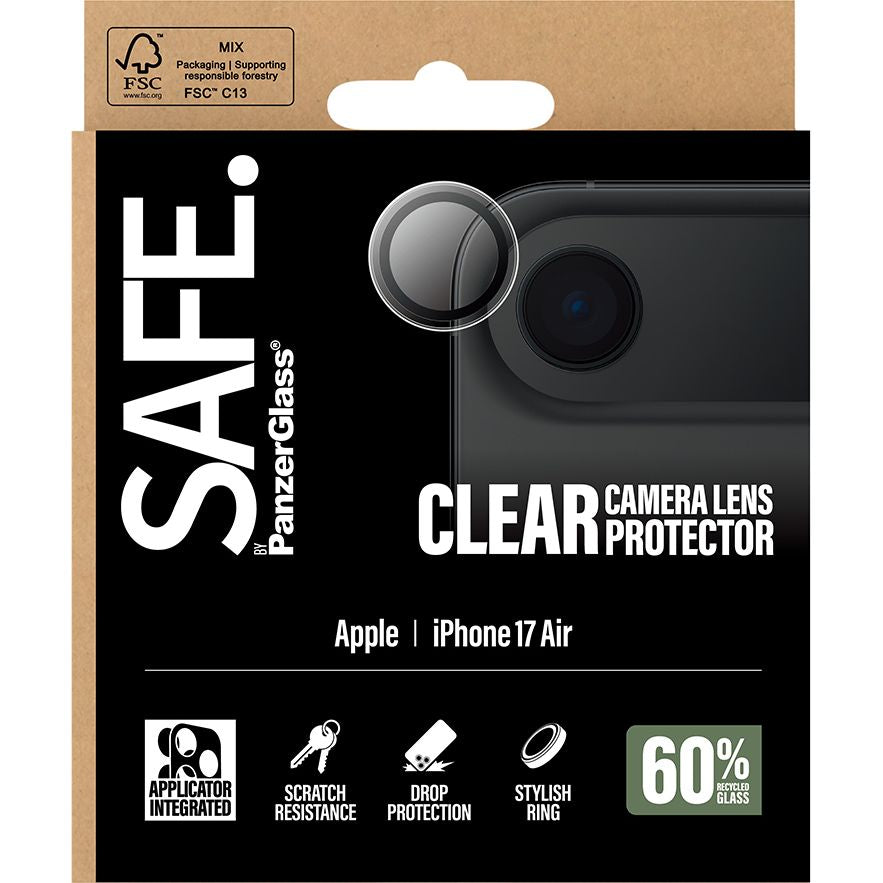 Gehärtetes Glas mit Applikator für iPhone Air, SAFE by PanzerGlass Camera Lens Protector, Transparent