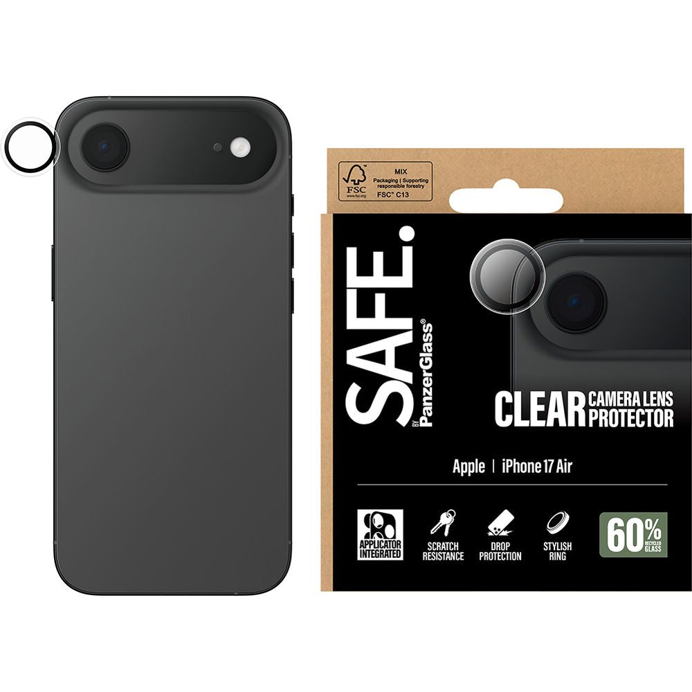 Gehärtetes Glas mit Applikator für iPhone Air, SAFE by PanzerGlass Camera Lens Protector, Transparent