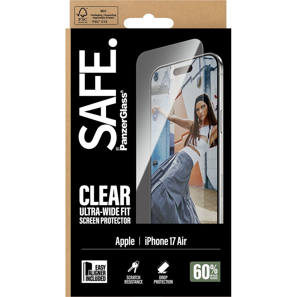 Gehärtetes Glas mit Applikator für iPhone Air, SAFE by PanzerGlass Ultra-Wide Fit Easy Aligner