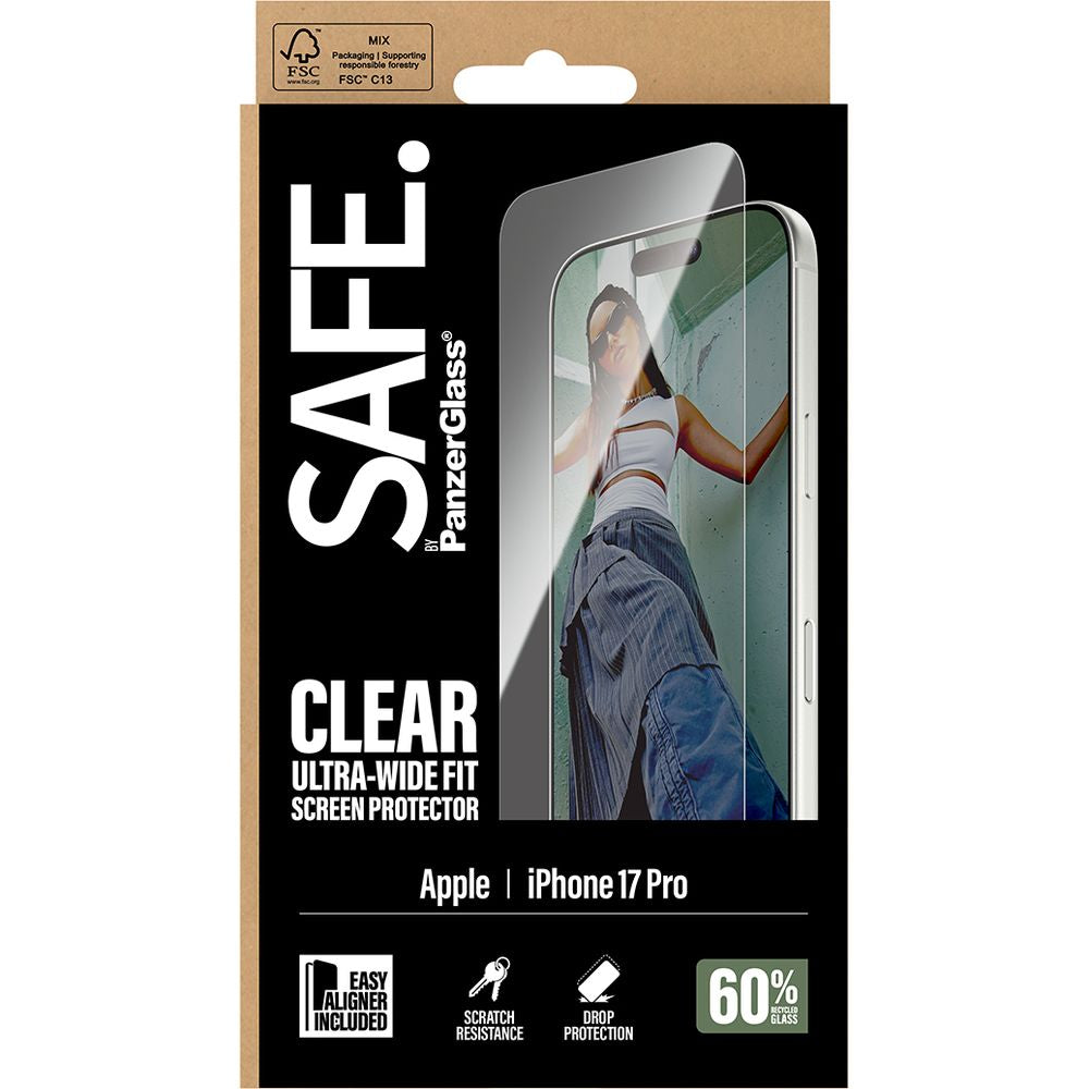Gehärtetes Glas mit Applikator für iPhone 17 Pro, SAFE by PanzerGlass Ultra-Wide Fit Easy Aligner