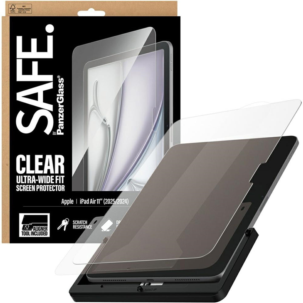 Gehärtetes Glas mit Applikator für iPad Air 11" M4/M3/M2, SAFE by PanzerGlass Clear Ultra-Wide Fit FastFit